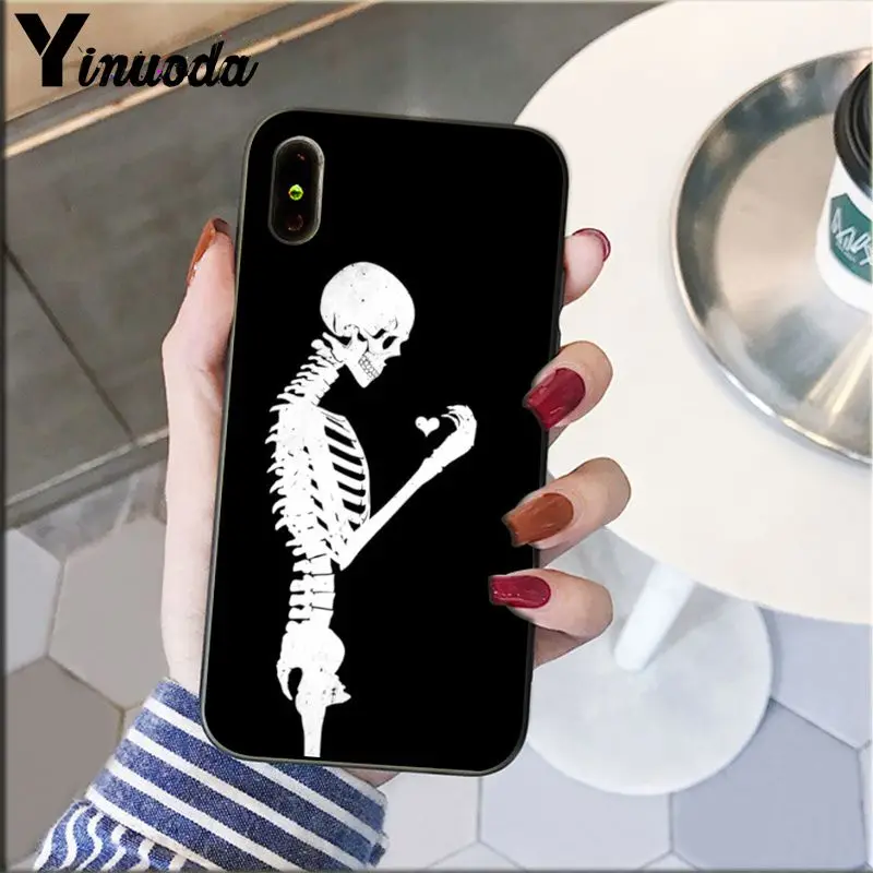 Yinuoda милый Скелет ТПУ мягкий силиконовый черный чехол для телефона для Apple iPhone 8 7 6 6S Plus X XS MAX 5 5S SE XR чехол