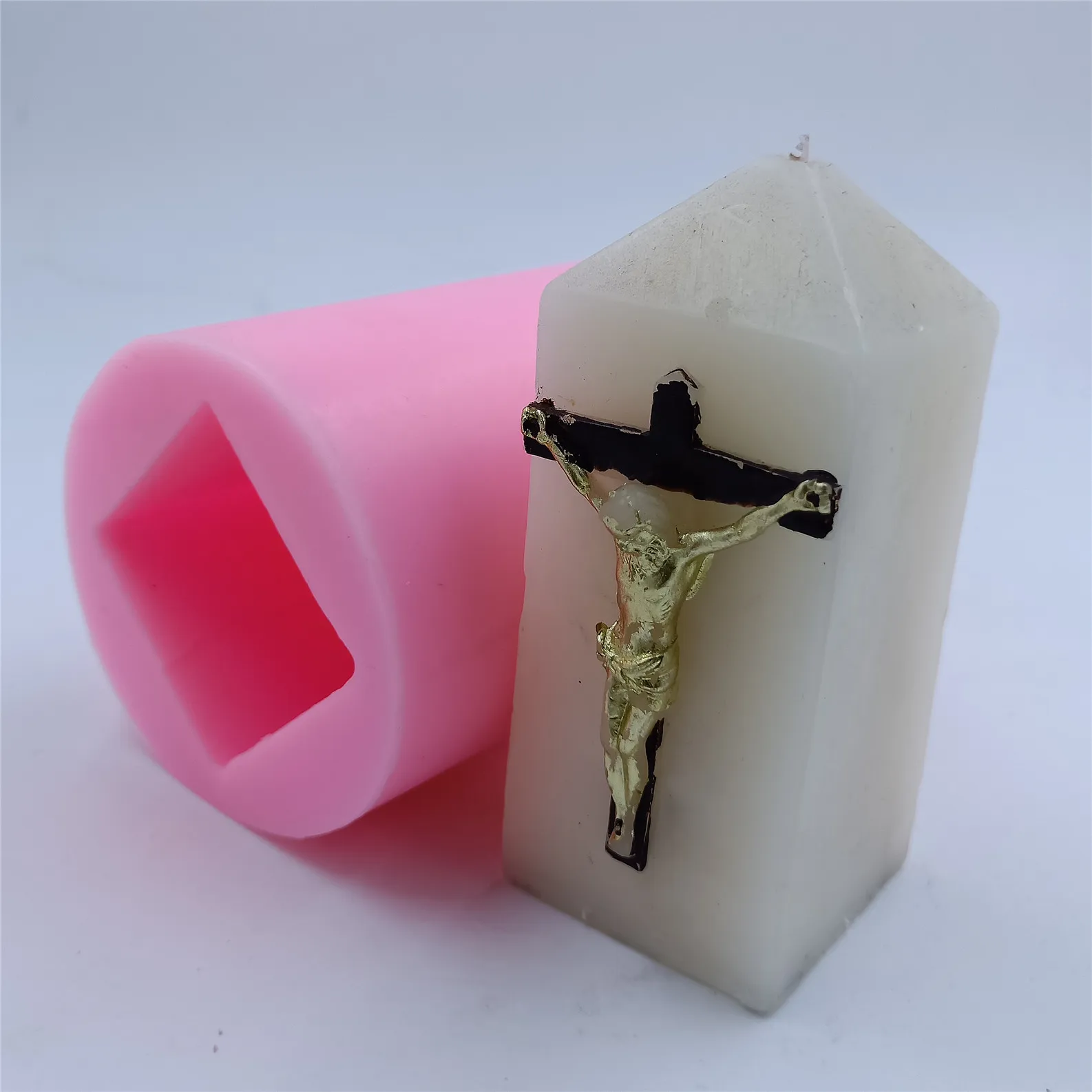 Иисус Христос Дизайн столб Свеча Плесень 3D силиконовая форма для изготовления