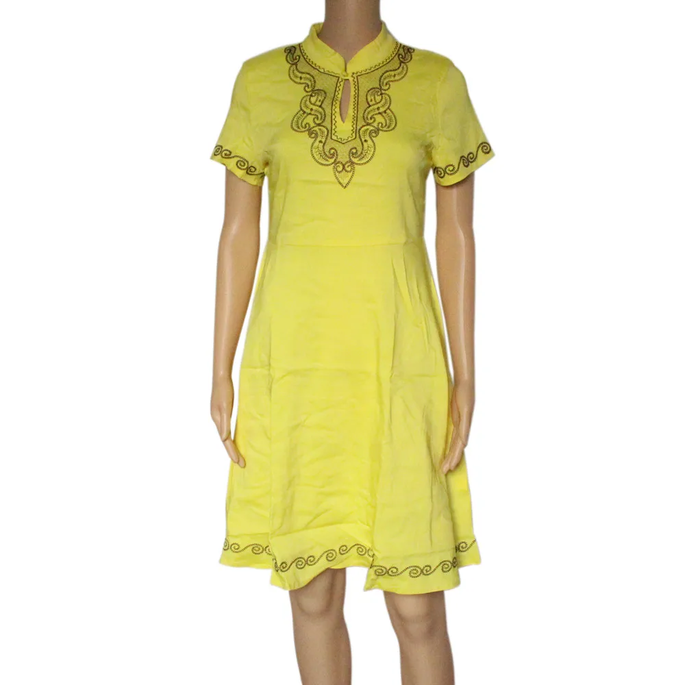 Femme Дашики платье 2017 Для женщин Винтаж Платье с рисунком женские свободные A-Line