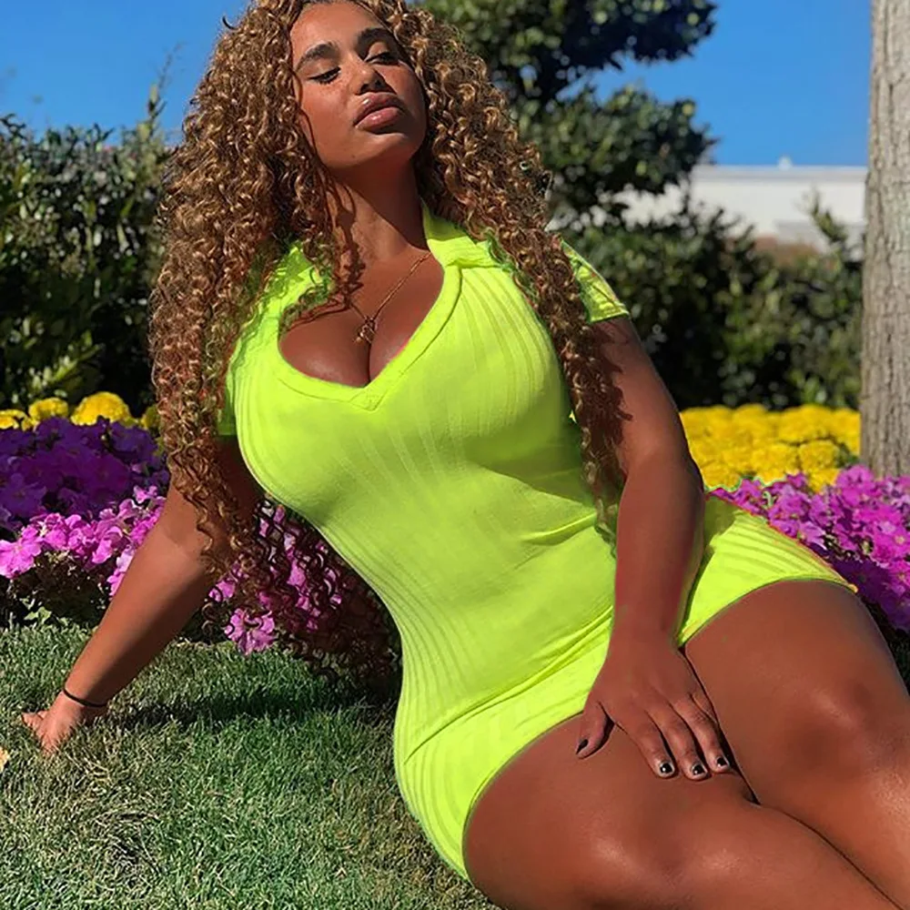 Женское платье в полоску BKLD Летнее мини с коротким рукавом и треугольным