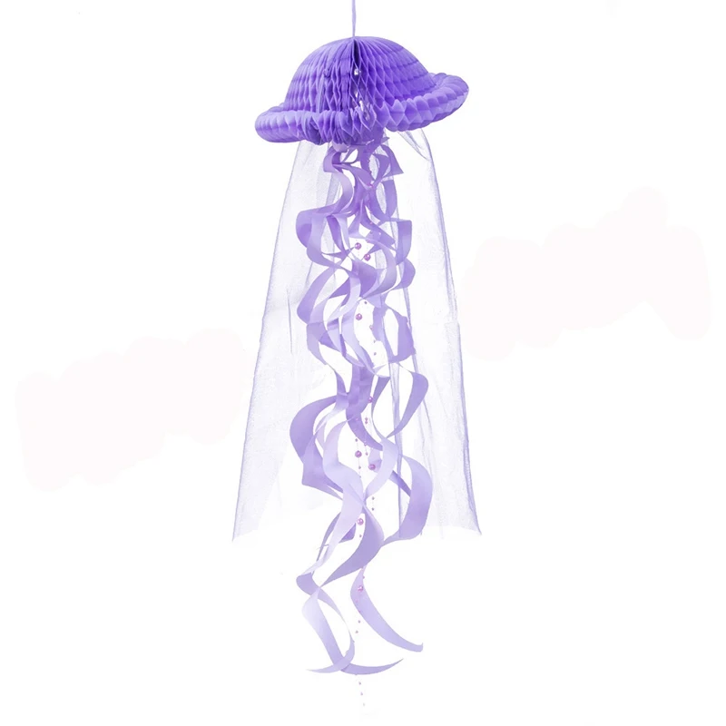 purple Jellyfish 1pc Детская вечеринка на день рождения, украшение «сделай сам», морская тема, Русалка, тянущийся флаг, медузы, тянущиеся цветы, вечерние украшения для душа ребенка - Цвет: purple Jellyfish 1pc