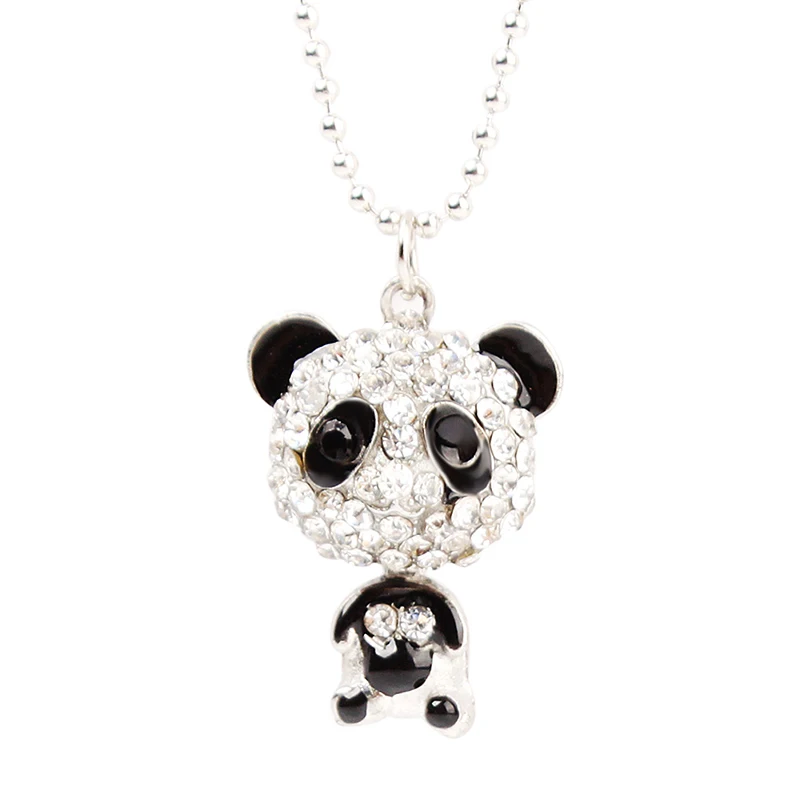 Очаровательная Эмаль горный хрусталь панда кулон ожерелье женщин Кристалл