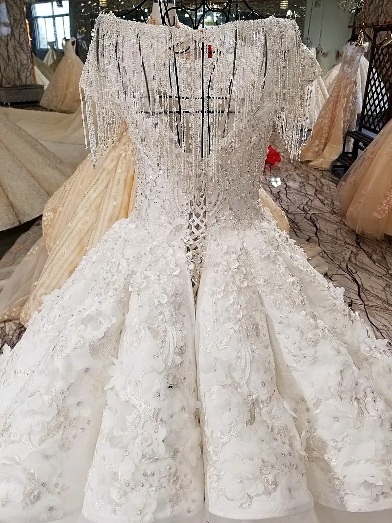 LS65416 свадебное платье кружевные цветыоптовые роскошные платья вышитый бисером
