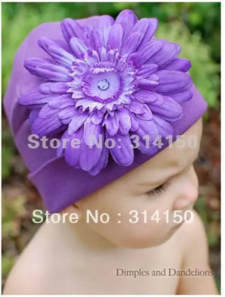 TOU--NEW детские шапки бини фиолетовые с цветами вязаные крючком украшения для волос