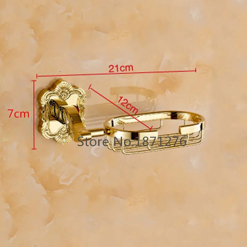 Настенное крепление Золотой резной держатель для мыла твердая латунная корзина