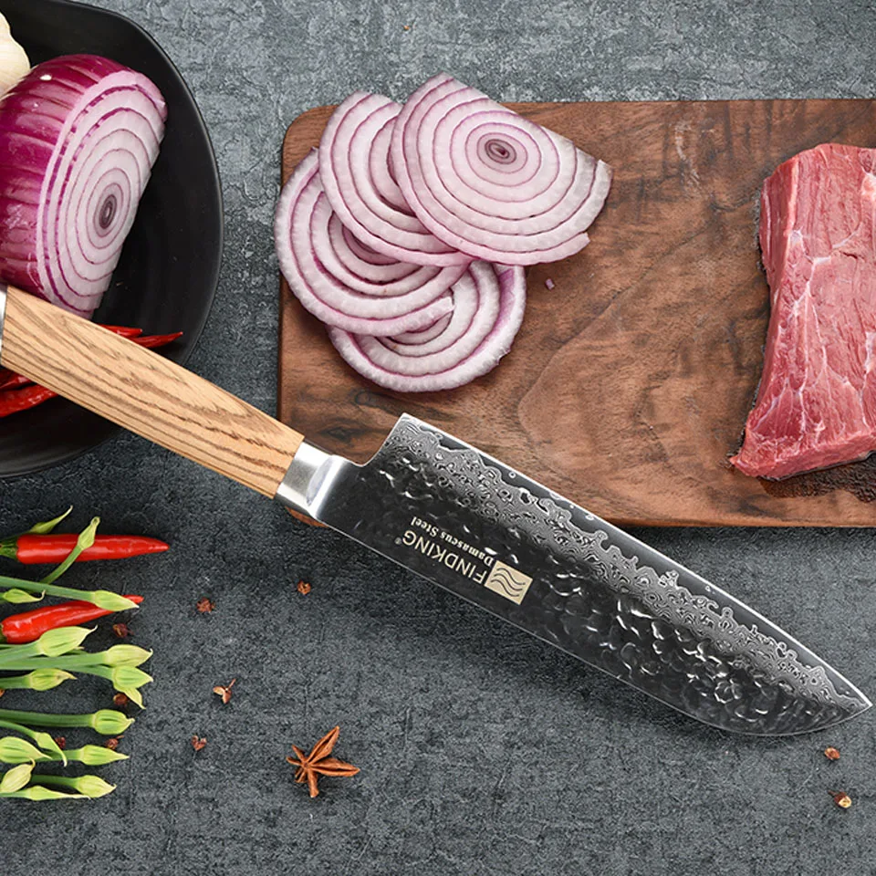 FINDKING 2017 Новый Zebra деревянная ручка дамасский нож 7 дюймов santoku шеф-повар 67 слоев