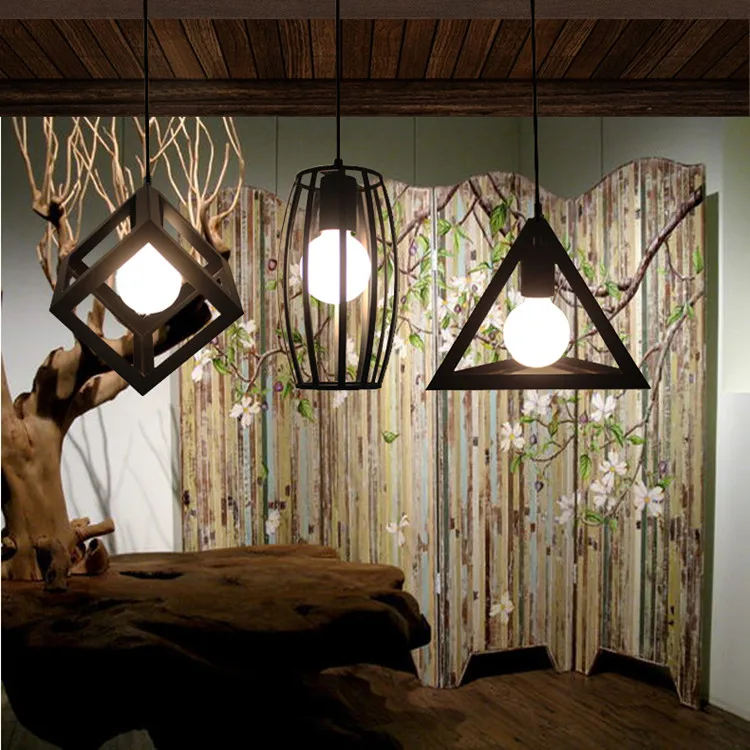 1 шт. Кофе лампы бар Черный Industrial Light кухня античный кованого железа подвесной