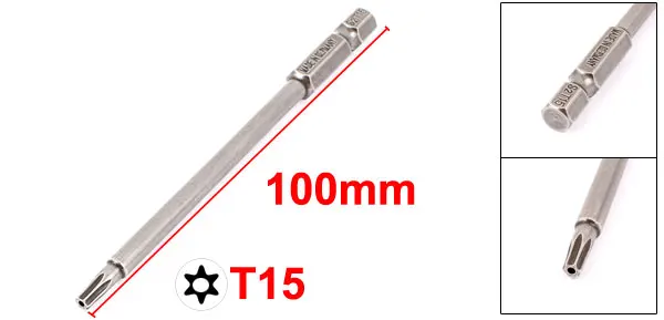 T15 UXCELL Горячая 1/" шестигранный хвостовик 100 мм Длинный T6 T7 T8 T9 T10 T15 T25 T30 Магнитный Torx безопасности отвертка бит - Цвет: T15