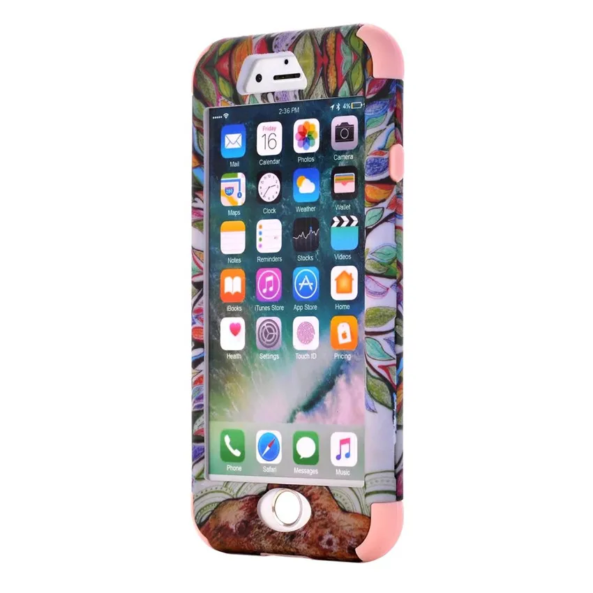 MAX-Q для iPhone 7 Plus 5 &quotчехол с деревом на заднюю панель 8 шт + Мягкий силикон 3 в 1