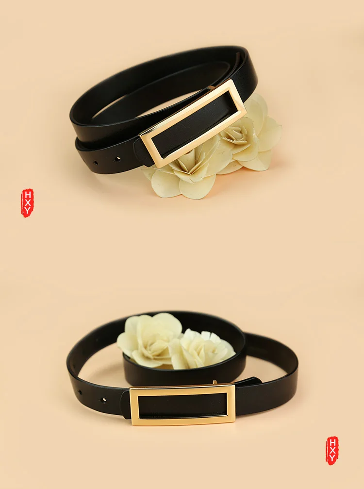 Простой повседневный ремень из воловьей кожи черного цвета для девочек женские