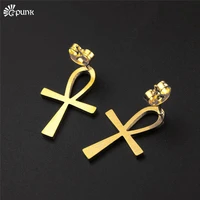ankh earrings for women jewelry gold color earring girls party accessories key of the nile jewellery e2124g