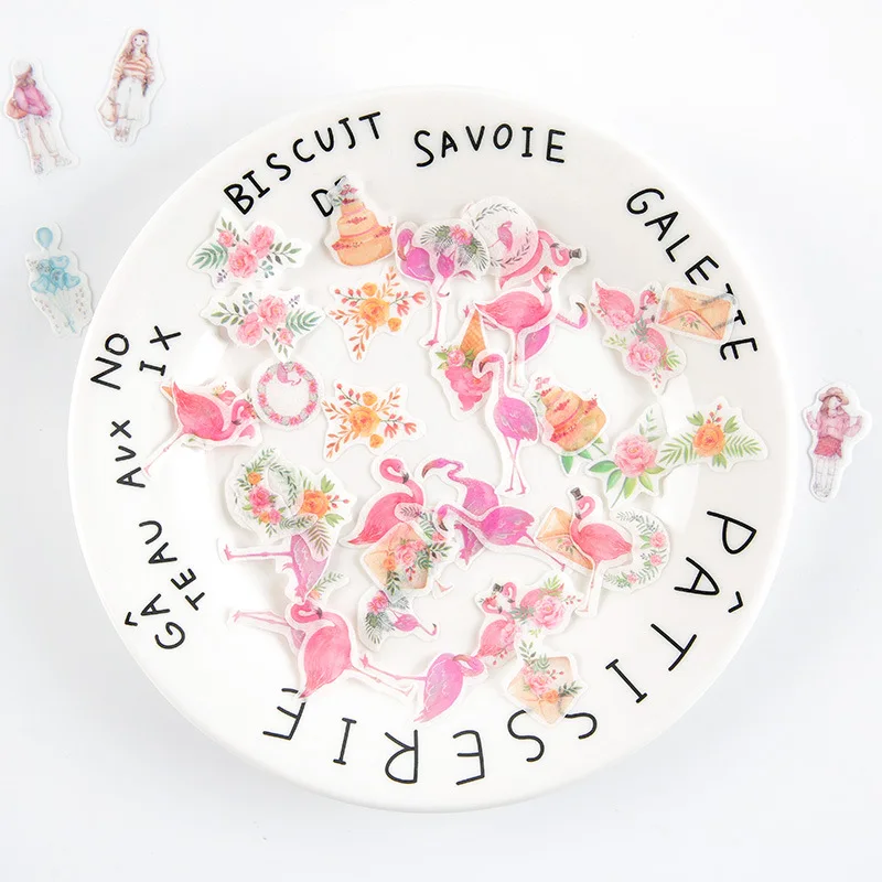 XINAHER 40 шт./лот бумажные мини-наклейки с животными Кроликом фламинго самодельные