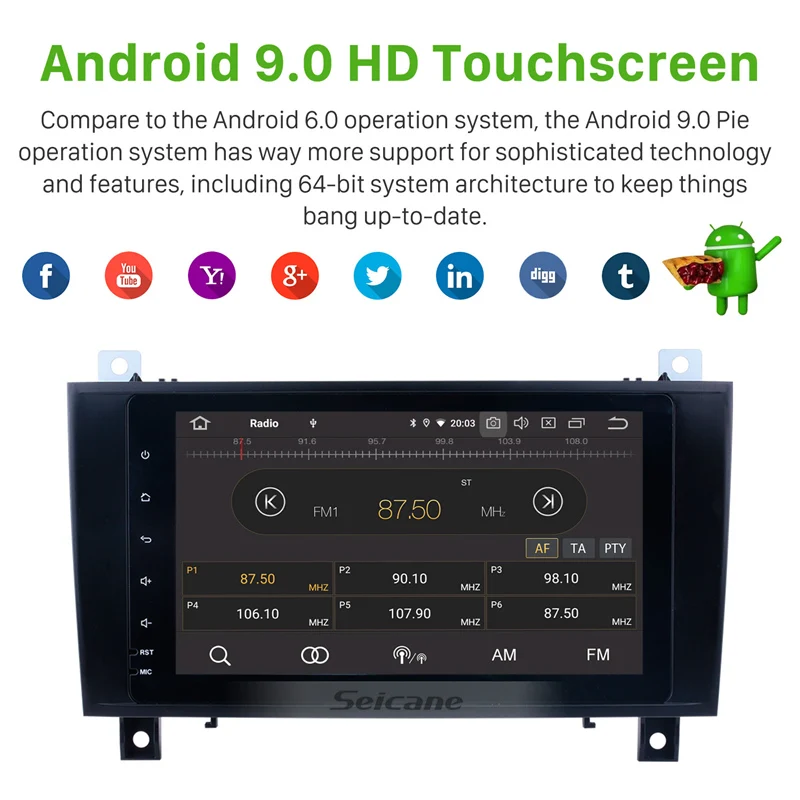 Seicane Android 9,0 Автомобильный мультимедийный плеер для 2000 2001 2002-2011 Mercedes SLK класса R171 SLK200 SLK280 SLK300 SLK350 SLK55