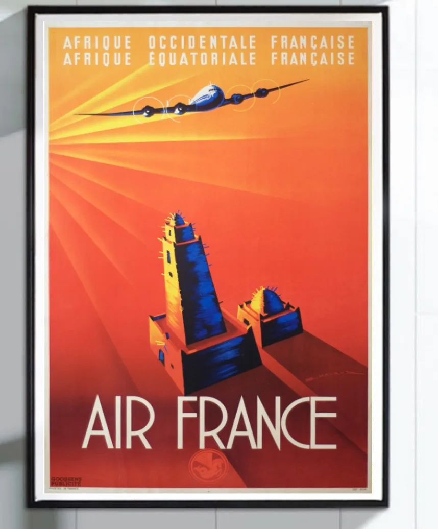Air France Дубай Карты поп арт ретро винтажный крафт плакат для Путешествий Холст