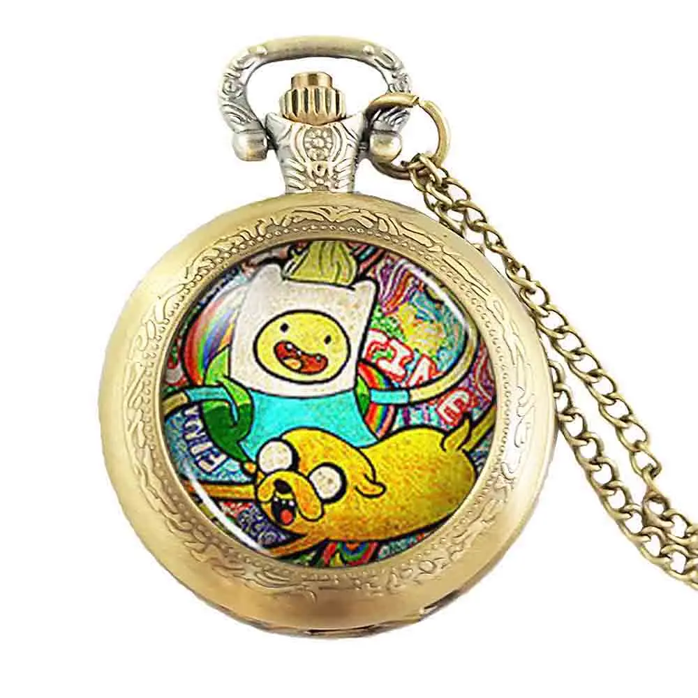 Стимпанк Время приключений Финн Джейк мультфильм карманные часы ожерелье стекло