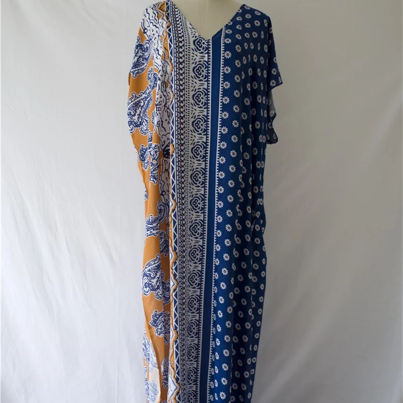 Boho богемное платье для девочек синего цвета с макси размера плюс пончо короткими