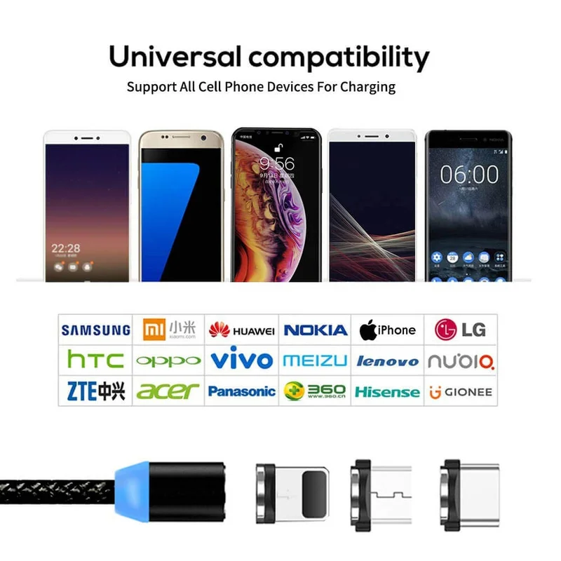 Магнитный кабель Micro usb Type C адаптер для быстрой зарядки телефона Microusb магнитное