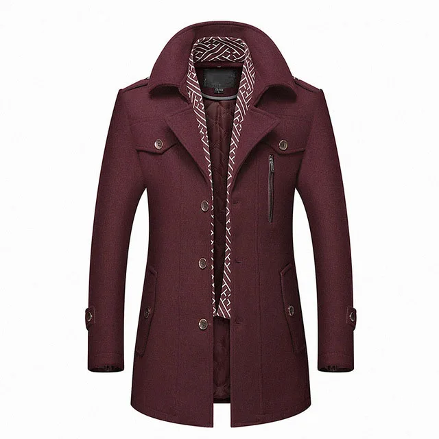 New Winter Warm Wool Coat Men Casual Slim Fit Jackets Outerwear Thick high-quality men's jacket stitching casual wool coat | Мужская
