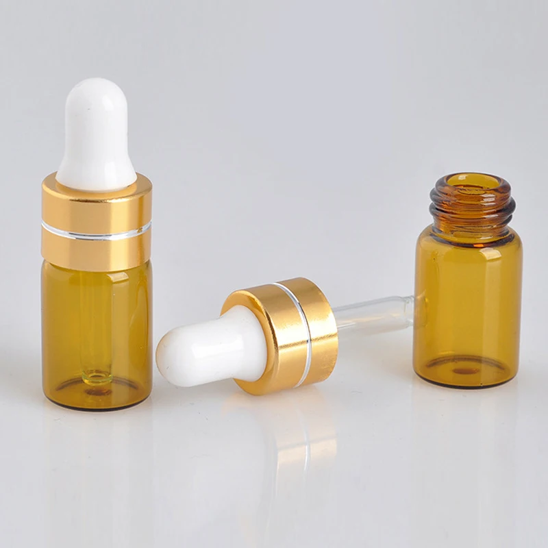 100 шт./лот 3 мл мини портативный Коричневый Стеклянный многоразовый флакон духов и