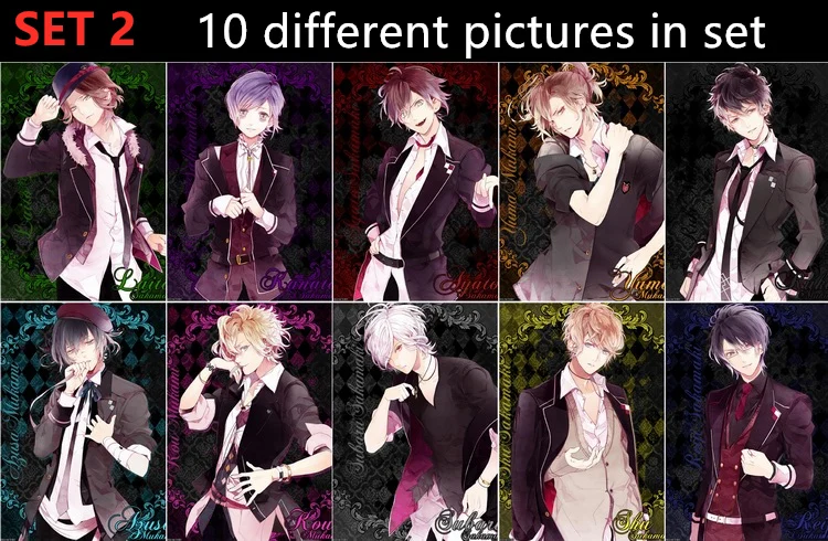 10 шт./лот дьявольские игрушки постер открытка наклейка диалловер Ayato Shuu Kanato Laito