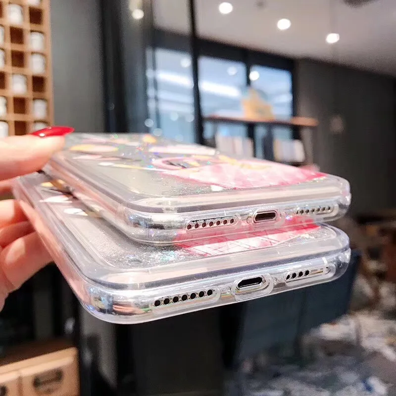 Зыбучий песок чехол для iPhone X Xr Xs Max 7 7Plus 8 Plus жесткий пластик динамическая жидкость
