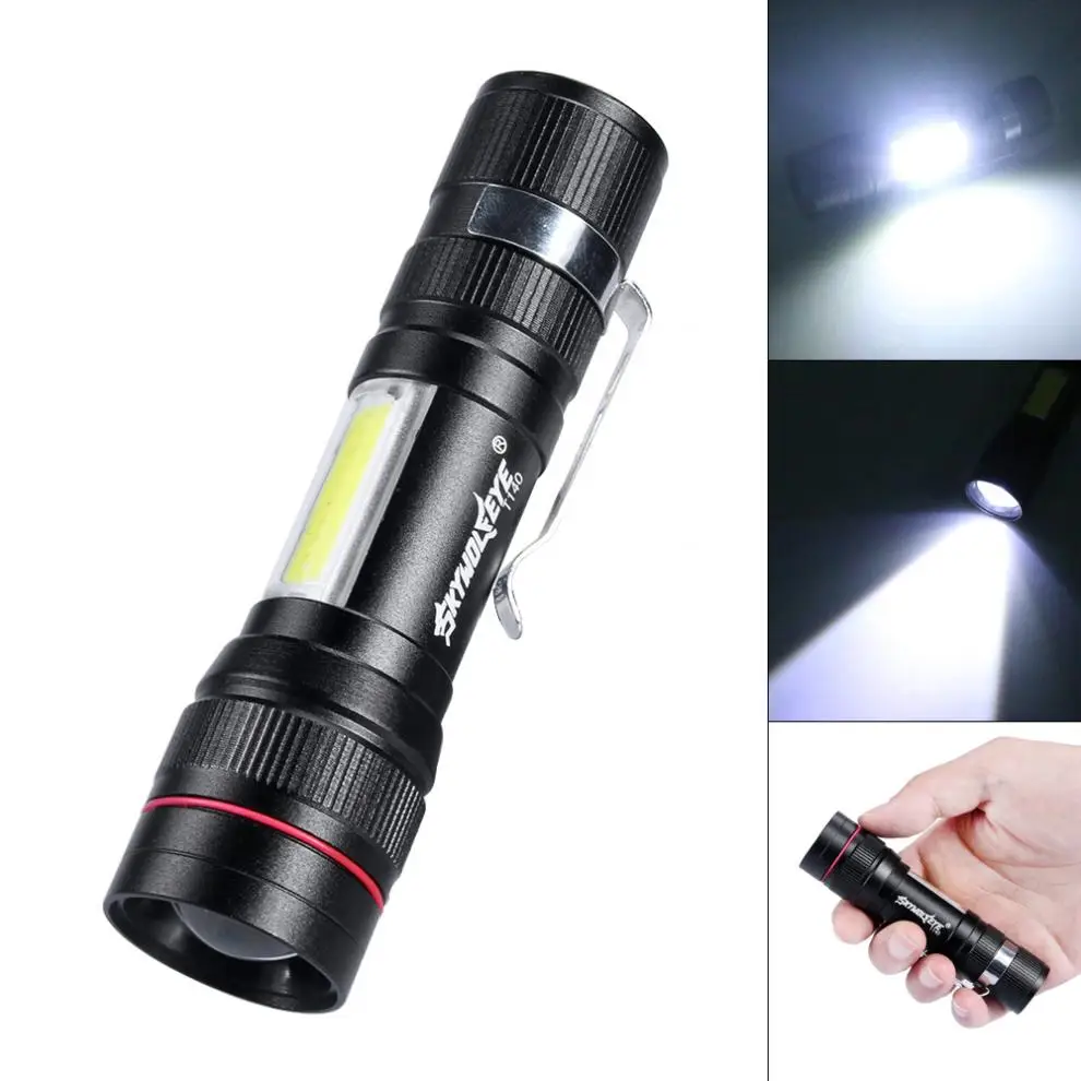 

T140 Telescopic Focusing 500 Lumens T6+Double Faced COB Aluminum Alloy Glare LED Flashlight With USB Charge 3 Modes for Outdoor