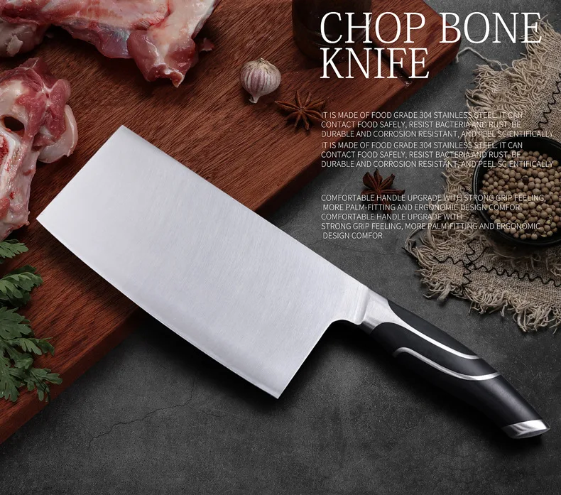 Профессиональный китайский кухонный нож шеф-повара, нож для мясника 4Cr13 из нержавеющей стали с двойной ручкой, нож для мяса