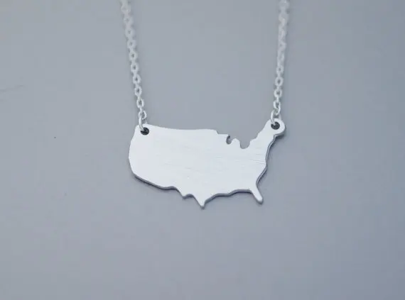 5 шт США колье в виде контура силуэт Карта Ожерелье Америка Страна нация подвеска