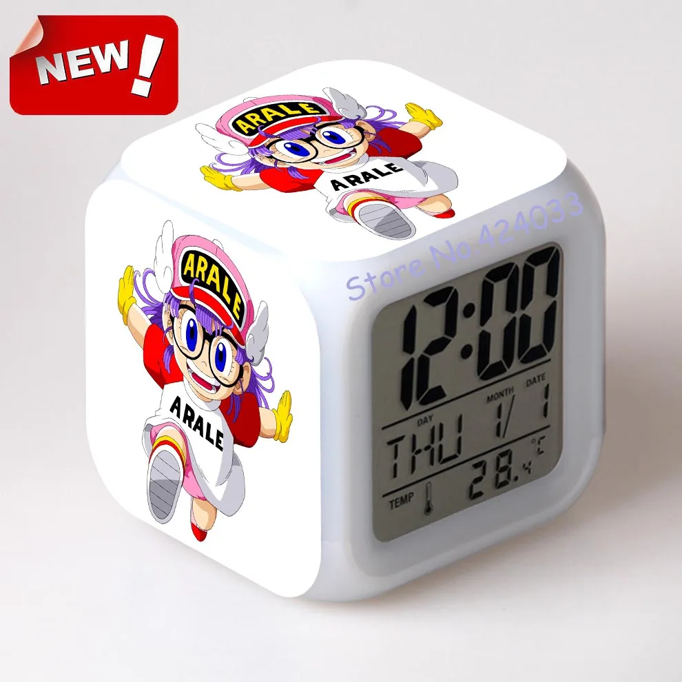 Arale будильник светодиодный свет 7 цветов изменить ЖК дисплей Reloj Квадратный