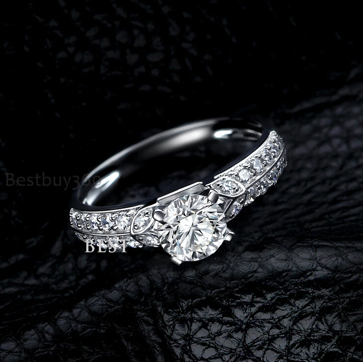 0.8ct 4 сохатый твердые серебряное кольцо искусственный принцесса sona алмаз