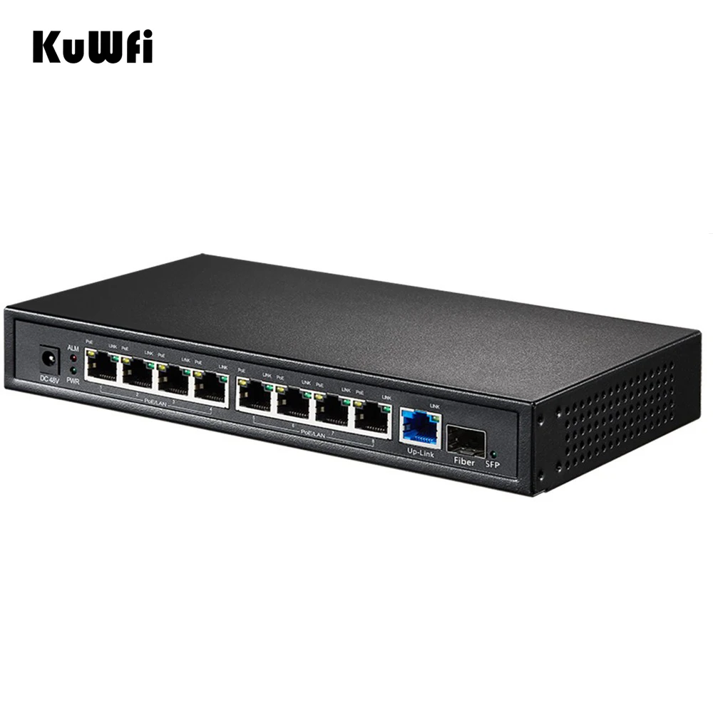 Ethernet PoE коммутатор с 9 портами 10/100 м волоконным инжектором SFP сетевой 802.3af 96 Вт 48 В