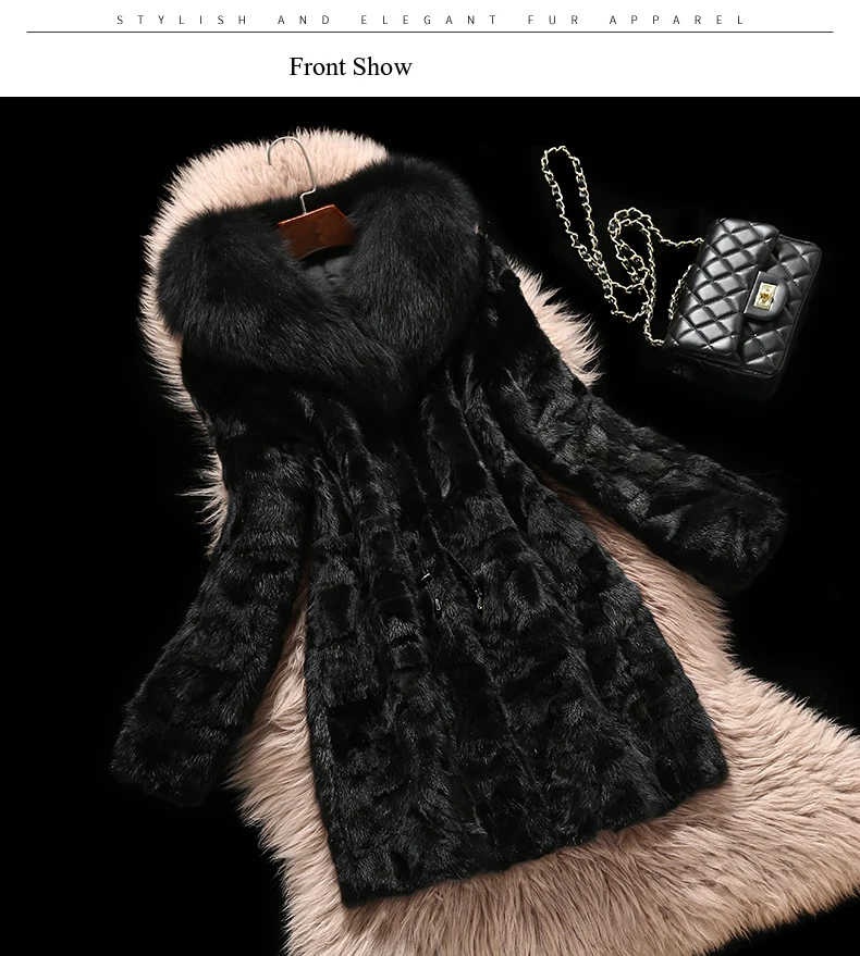 2017 Роскошные Подлинная Фокс меховой воротник пальто дамы реального норки Мех