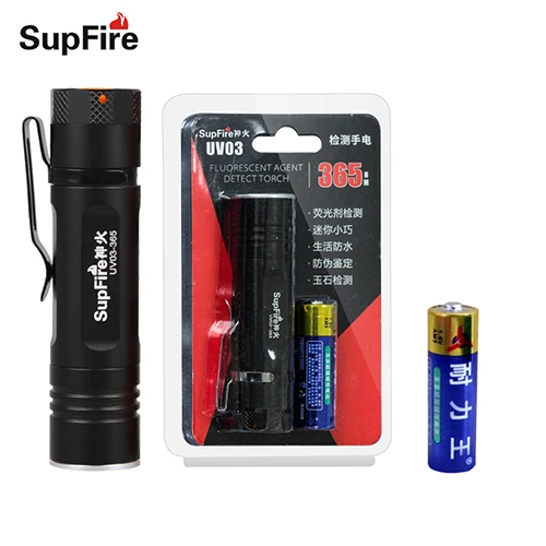 UV03 with battery Supfire УФ-вспышка светильник UV03 365 нм Linterna Ultravioleta денежное тестирование анти-поддельный Ультрафиолетовый фонарь для Sofirn Nitecore светодиодный светильник S014 - Испускаемый цвет: UV03 with battery