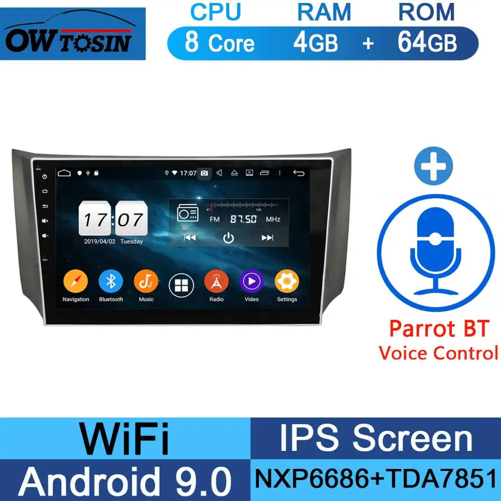 64G Parrot BT 10," ips 8 ядерный 4G+ 64G Android 9,0 автомобильный DVD радио gps для Nissan SYLPHY B17 Sentra 2012 2013 DSP CarPlay - Цвет: 64G Parrot BT