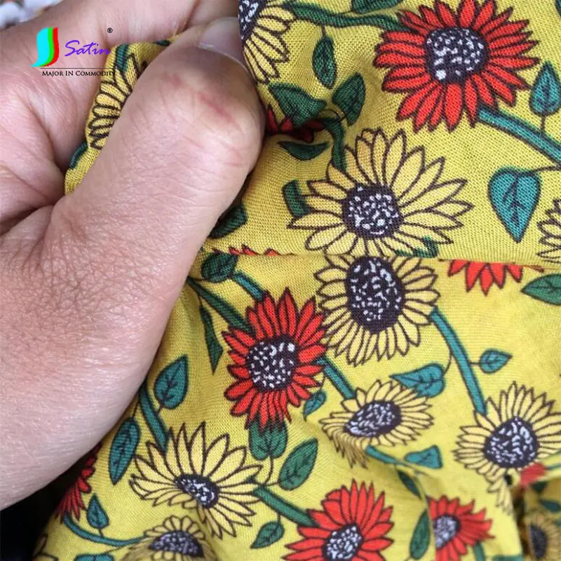 Рубашка ткань для платья материал детской одежды белый желтый фон Подсолнухи Pttern