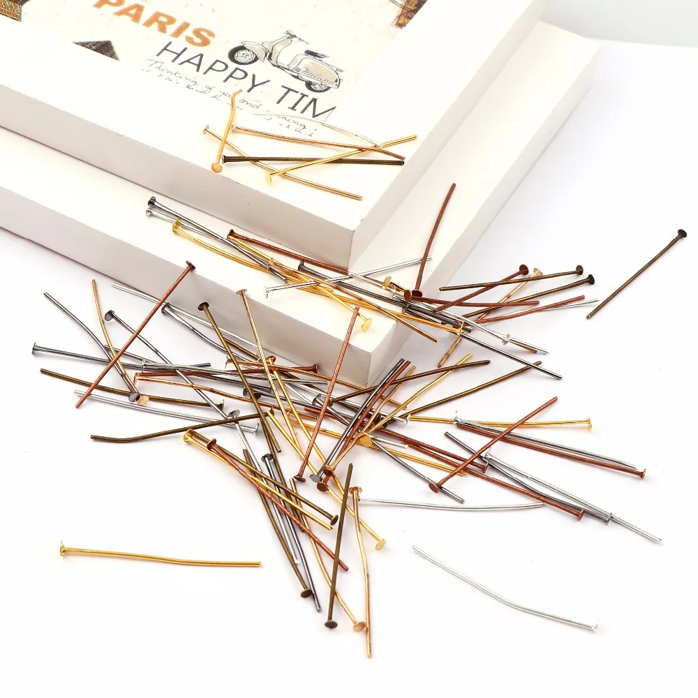 Заводская плоская шпильки с головкой 20 мм из розового золота серебра античной