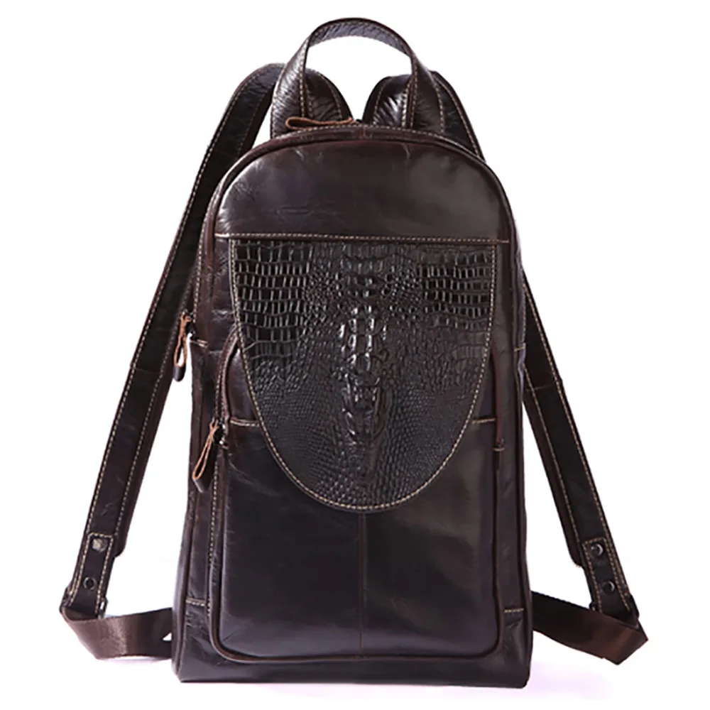 Мужской повседневный рюкзак через плечо из натуральной кожи винтажная слинг на