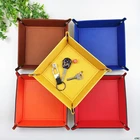 Складной ящик для хранения вещей из искусственной кожи Четырехсторонние лоток игральные кости DND ключ коробка для монет