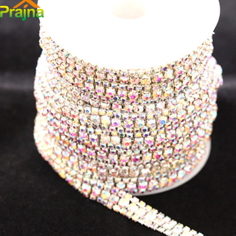 Prajna SS8 + SS16 3 ряда 5 ярдов DIY Кристалл Стразы Лента цепочка аппликатор стекло