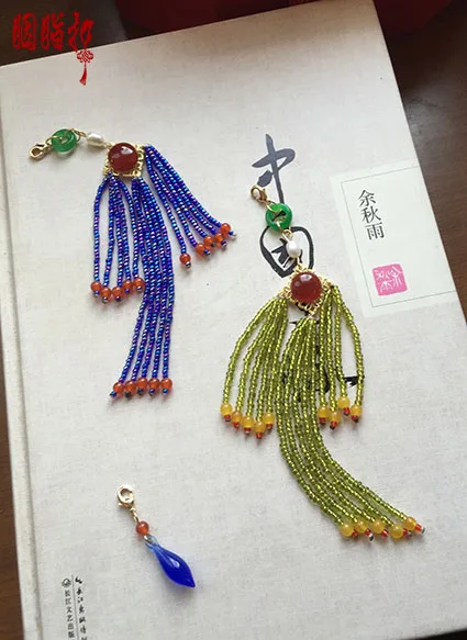 Лазуритовая перегородка зеленый нефрит цветок ожерелье браслет Hanfu костюм