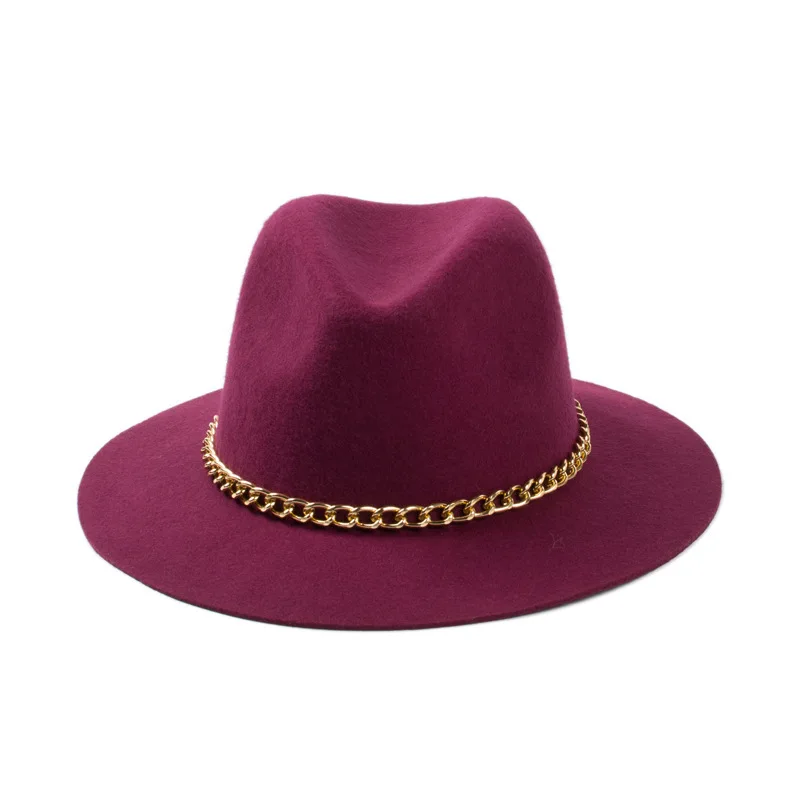 2015 Новая модная женская 100% шерсть черная бордовая красная широкополая