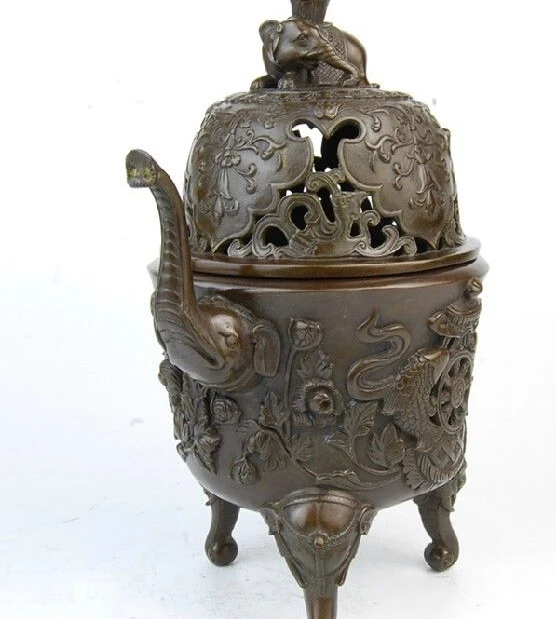 Китай Красной Меди Буддизм Слон Восемь сокровища Дворец Курильница | Дом и сад