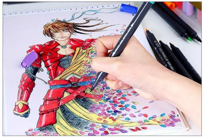 STA двуглавый Книги по искусству графический Рисунок Manga чернила на водной основе пигмента twin tip Кисточки концом эскиз Кисточки маркером акварель