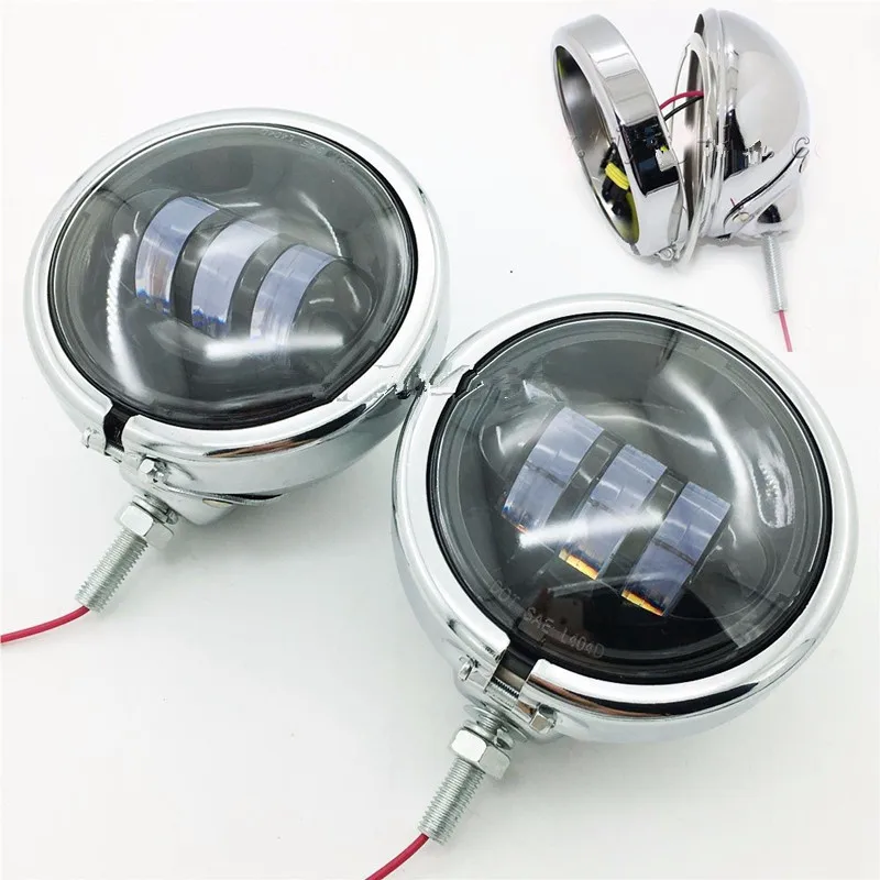 Chrome Запчасти 4 1/2 &quotMotorsiklet LED вспомогательный туман ближний свет с 5&quot Корпус