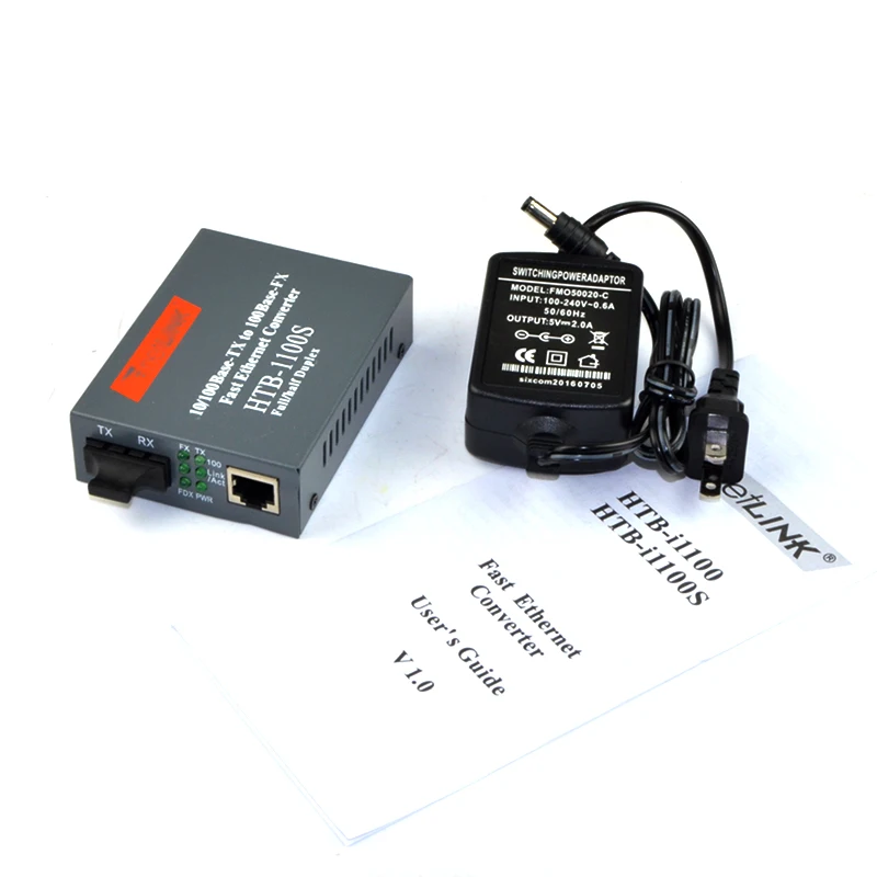 

2pcs HTB-1100S single-mode dual-fiber fiber optic transceivers single-mode transceiver fiber converter 25KM