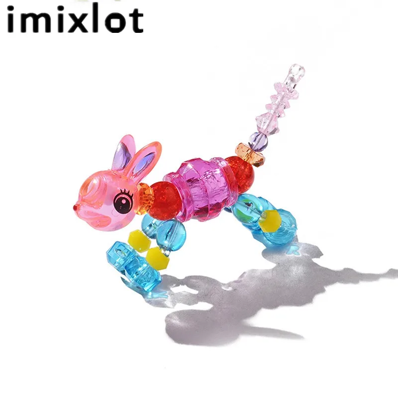 C Imixlot милые деформируемые 5 стилей Мультяшные животные Детские DIY браслеты для мальчиков и девочек акриловые хрустальные подарки - Окраска металла: C