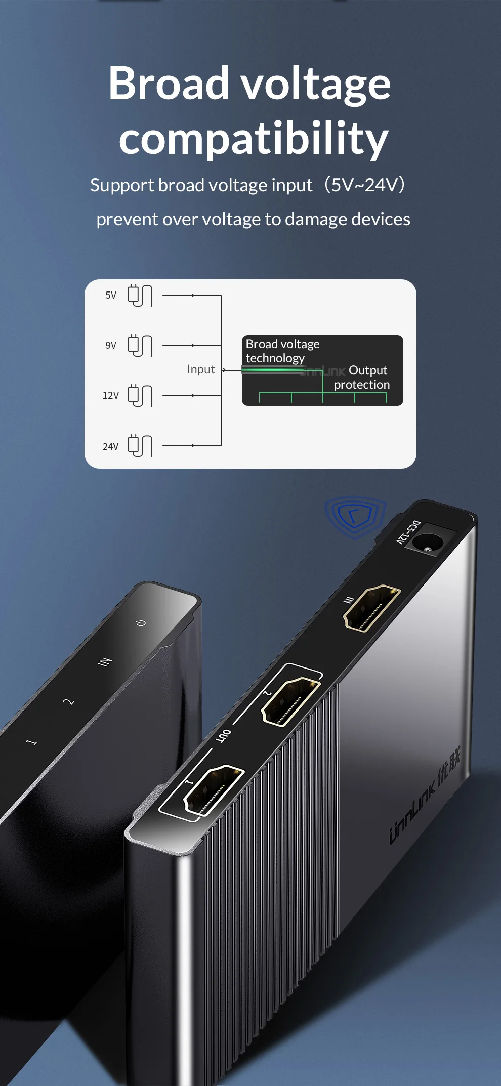 Разветвитель Unnlink HD mi 1X2 HD mi 2,0 UHD 4 k@ 60 Гц 4:4:4 HDR HDCP 2,2 18Gbp 3D для светодиодный проектор Smart tv mi box ps4 xbox one switch
