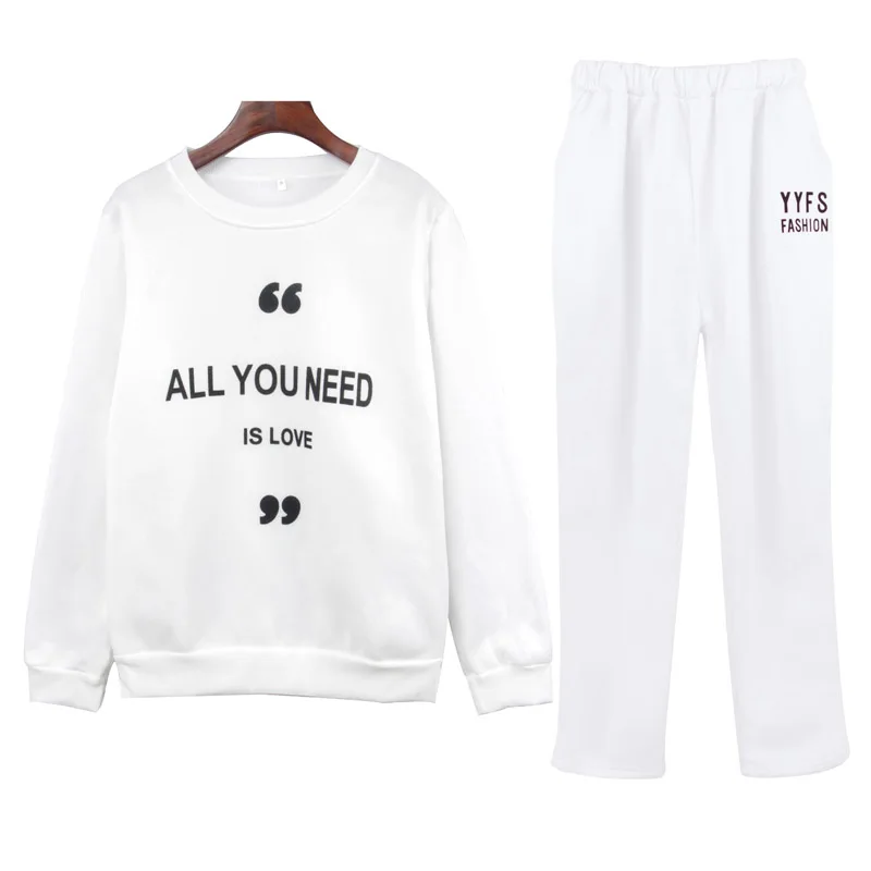 Фото Letter Print Two Piece Tracksuit Set Women Sweatshirt Pants Suit 2017 Autumn Casual Sportwear Female Clothing Track Letter Print Two Piece Tracksuit Set Women Sweatshirt Pants Suit 2017 Autumn Casual Sportwear Female Clothing Track