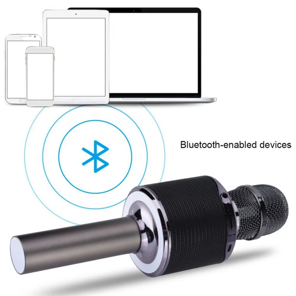 N15 беспроводной Bluetooth Караоке ручной микрофон RGB светодиодный KTV плеер Bluetooth микрофон динамик Запись музыки микрофоны