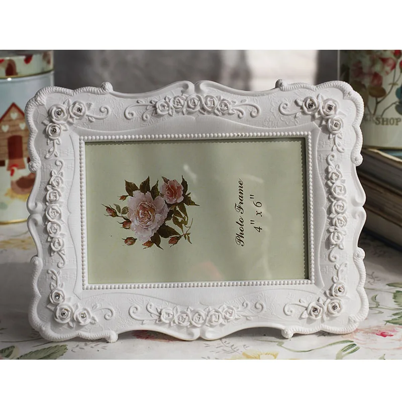 Креативная фоторамка розы цветы кристаллы бриллианты белый европейский стиль